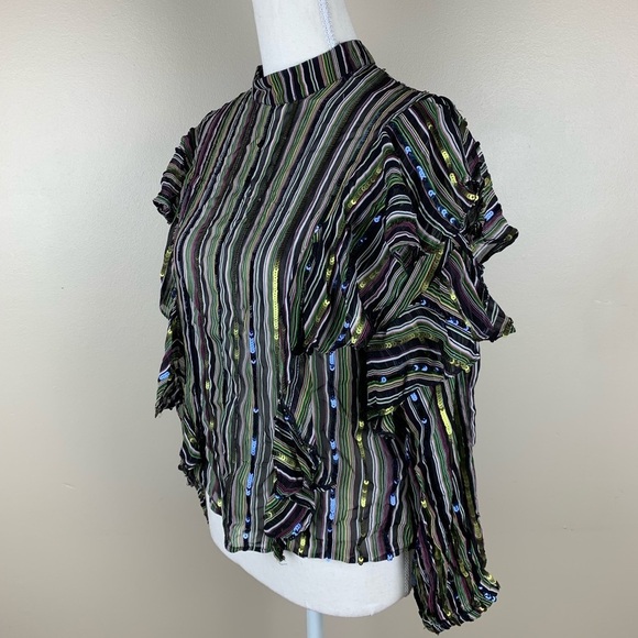 NWT. Zara Striped Top with sequins. Size XS - Picture 5 of 8